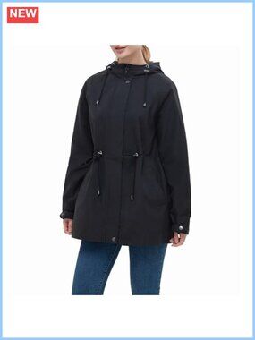 Water-Resistant Hooded Anorak Rain Jacket Trench Coat